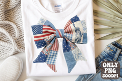 Preppy 4th Of July Coquette Bow PNG File | Faux Patchwork Product Image 1