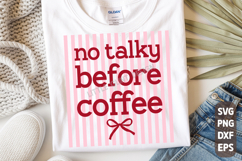 Preppy No Talky Before Coffee Png | Funny Striped Coffee Png Product Image 1