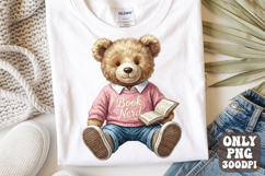 Book Nerd Teddy Bear PNG, Retro Bookish Trendy Book Lover Product Image 1