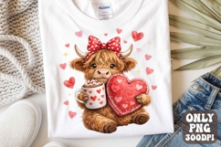 Funny Valentine Highland Cow PNG, Howdy Valentine Coquette Product Image 1