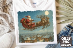 Vintage Santa Sleigh Ride Png | Retro Christmas Shirt Design Product Image 1