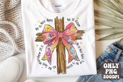 Coquette Bow Easter Cross PNG, Jesus Easter Png, Bible Verse Product Image 1