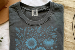 Boho Fall Floral Pumpkin PNG | Sunflower Wildflower Leaves Product Image 5