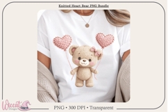 Knitted Heart Bear PNG Bundle, Faux Yarn Teddy Bears, Product Image 8