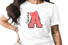 Arkansas A Seersucker Bow Mascot Sublimation PNG Product Image 1