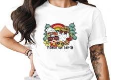 Peace On Earth Santa And Hippie Woman Digital, Holiday Desig Product Image 1