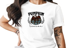 Pumpkin Season Teal Plaid Sublimation PNG Product Image 1
