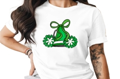 Cheerleader Clipart, Megaphone Pom poms Digital, Green White Product Image 1