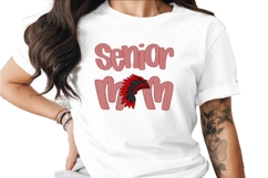 Senior Mom Seersucker Mascot Indians Red Black DTF DTG Subli Product Image 1