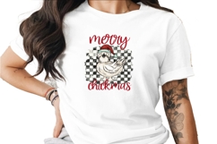 Merry Chickmas Digital, Chicken in Santa Hat, Christmas Funn Product Image 1
