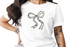 Green Bow Digital, Bow Clipart, Ribbon Printable, Bow PNG, Product Image 1