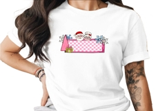 Name Plate Pink Christmas Santa Mrs Claus Sublimation Clip A Product Image 1