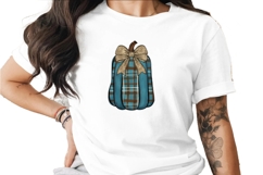 Pumpkin Teal Bow Sublimation PNG Product Image 1