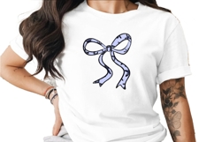 Cute Blue Bow Digital Art, Printable Bow Design, Fabric Bow Product Image 1