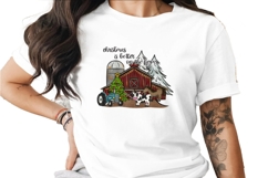 Christmas On The Farm Digital, Farm Christmas PNG, Cow Horse Product Image 1