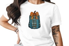 Pumpkin Teal Bow Sublimation PNG Product Image 1