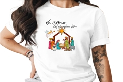 Oh Come Let Us Adore Him, Nativity Scene PNG, Baby Jesus Product Image 1