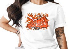 Cheer Megaphone Digital Art, Pom Pom Clipart, Orange Stars D Product Image 1