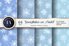 Seamless White Snowflakes on Soft Pastel Digital Paper Product Image 1