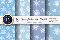 White Snowflakes on Pastel Background Seamless Digital Paper Product Image 1