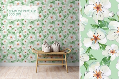 Watercolor White Spring Flowers Seamless Pattern Product Image 2