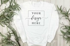 White Sweatshirt Mockup Neutral Rustic Farmhouse - Tagless Product Image 1
