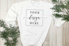 White Sweatshirt Mockup Neutral Rustic Farmhouse - Tagless Product Image 1