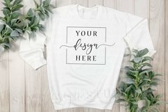 White Sweatshirt Mockup Neutral Rustic Farmhouse - Tagless Product Image 1