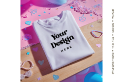 White T-shirt Mockups Bella and Canvas Top View Mockups Product Image 1