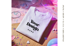White T-shirt Mockups Bella and Canvas Top View Mockups Product Image 1