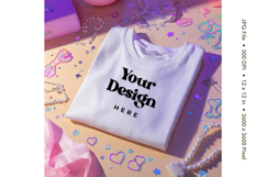 White T-shirt Mockups Bella and Canvas Top View Mockups Product Image 1