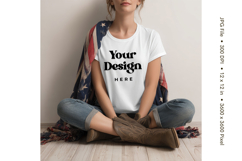 White T-shirt Mockups Bella and Canvas Model Blank Mockups Product Image 1