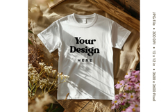 White T-shirt Mockups Bella and Canvas Top View Mockups Product Image 1