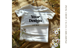 White T-shirt Mockups Bella and Canvas Top View Mockups Product Image 1