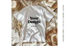 White T-shirt Mockups Bella and Canvas Top View Mockups Product Image 1