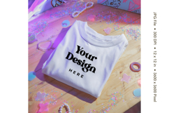 White T-shirt Mockups Bella and Canvas Top View Mockups Product Image 1