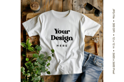 White T-shirt Mockups Bella and Canvas Top View Mockups Product Image 1
