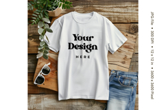 White T-shirt Mockups Bella and Canvas Top View Mockups Product Image 1