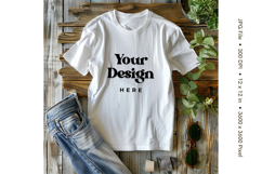 White T-shirt Mockups Bella and Canvas Top View Mockups Product Image 1