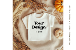 White T-shirt Mockups Bella and Canvas Top View Mockups Product Image 1