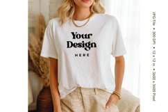 White T-shirt Mockups Bella and Canvas Model Blank Mockups Product Image 1