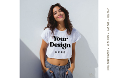 White T-shirt Mockups Bella and Canvas Model Blank Mockups Product Image 1