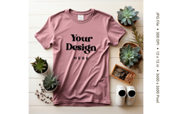 White T-shirt Mockups Bella and Canvas Top View Mockups Product Image 1