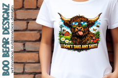 Highland Cow Clipart, I don't take any Shit! Product Image 1