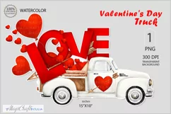 Valentines truck| White truck with heart|red love Valentines Product Image 1