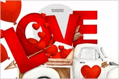 Valentines truck| White truck with heart|red love Valentines Product Image 3