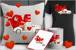 Valentines truck| White truck with heart|red love Valentines Product Image 4