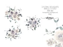 white watercolor floral clipart