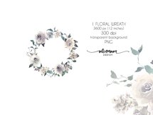 white watercolor floral clipart wreath