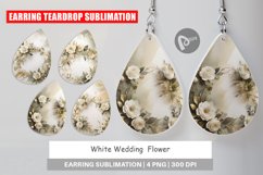 Earring Teardrop White Wedding Flower Product Image 1